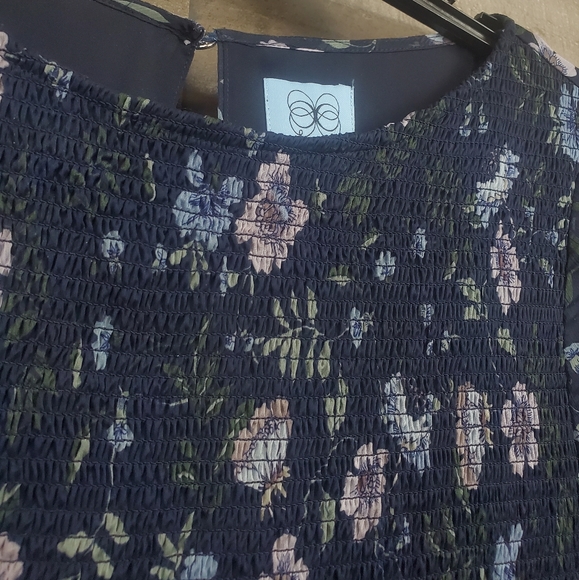 Cece Women's Navy Floral Cheer Long Sleeve Fit-Flare Dress - Picture 9 of 11